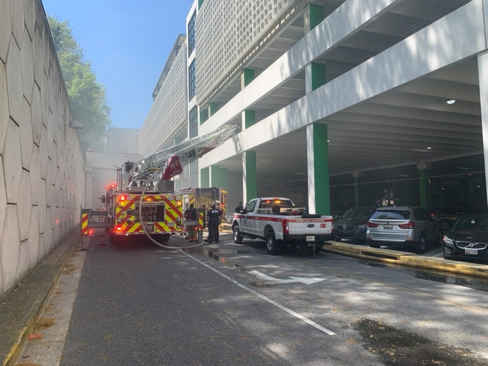 Towson town center parking garage fire providence volunteer fire company
