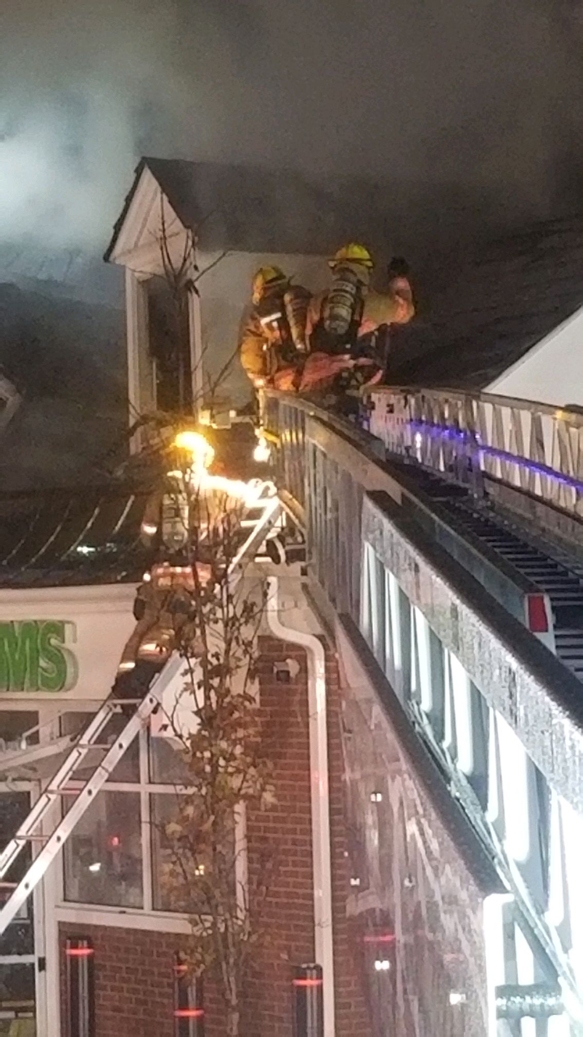 Firefighters vent the roof